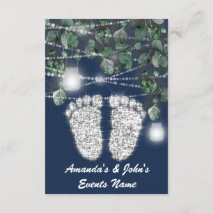 New Baby SHOWER Feet Glitzer Silver Girl Boy Navy Einladung