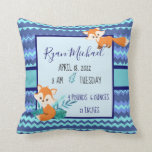 New Baby Stats Pillow Fox Blue Dusche Gift Boy Kissen<br><div class="desc">This design was created though digital art. It may be personalized in the area provide or customizing by choosing the click to customize further option and changing the name, initials or words. You may also change the text color and style or delete the text for an image only design. Kontakt...</div>
