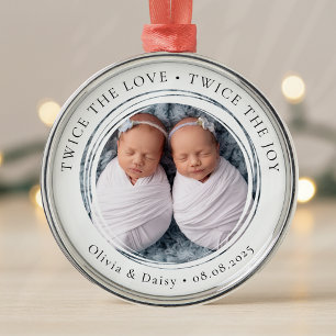 New Baby Twins Foto Keepake Erste Weihnachten Ornament Aus Metall