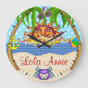 New Beach Sun Ocean Wall Clock 5 - SRF Große Wanduhr