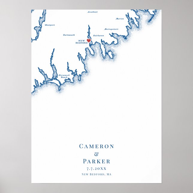 New Bedford Hochzeitsplan Gästebuch Poster (Vorne)