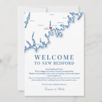 New Bedford MA Hochzeits-Willkommensbrief Navy Bla