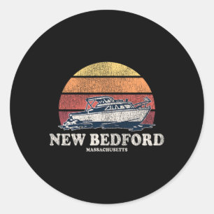 New Bedford Ma Vintage-Schifffahrt 70er Retro-Boot Runder Aufkleber