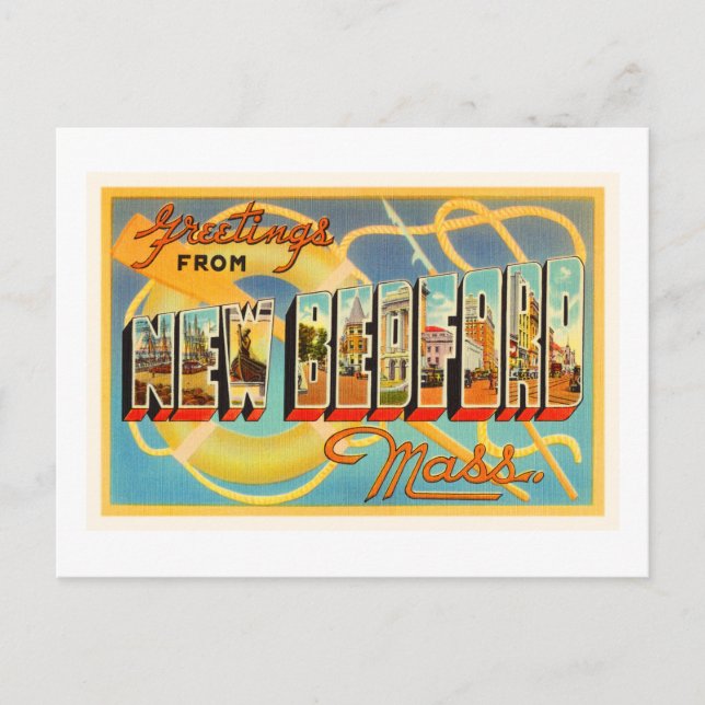 New Bedford Massachusetts MA Old Travel Souvenir Postkarte (Vorderseite)