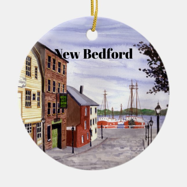 New Bedford Massachusetts New England Malerei Keramik Ornament (Vorne)