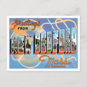 New Bedford, Massachusetts Vintag Big Letters Postkarte