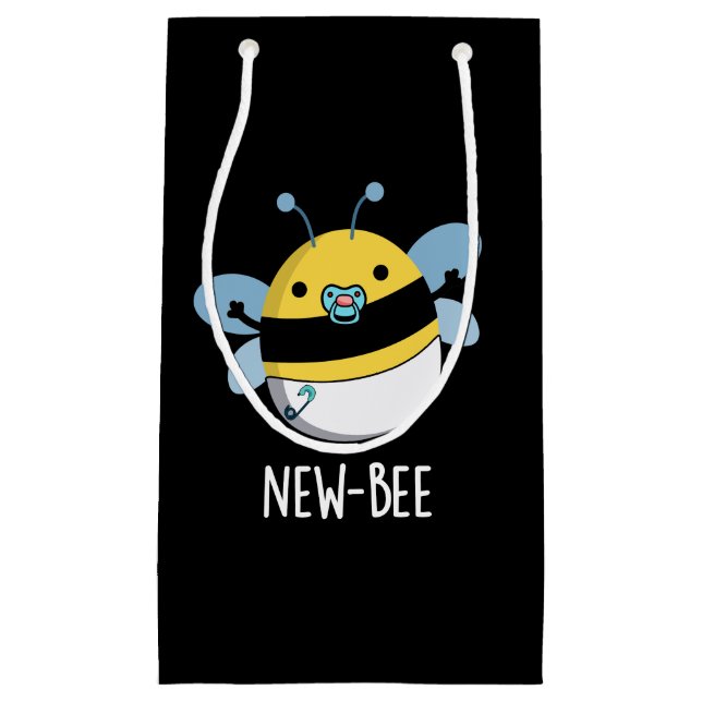 New Bees Funny Insect Bug Pun Dark BG Kleine Geschenktüte (Vorderseite)