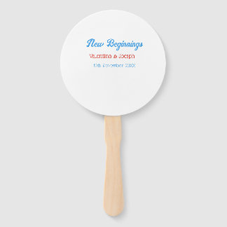 new beginnings couple wedding name date blue retro fächer