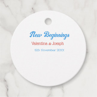 new beginnings couple wedding name date blue retro geschenkanhänger