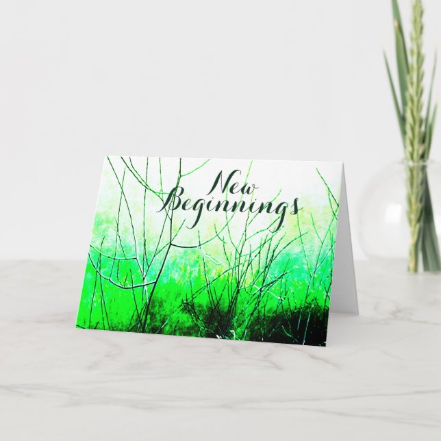 "New Beginnings" Shades Green Floral Design Karte (Vorderseite)
