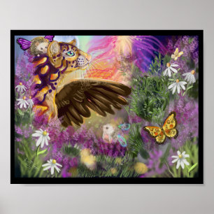 New Beginns Clouded Leopard Fantasy Art Poster