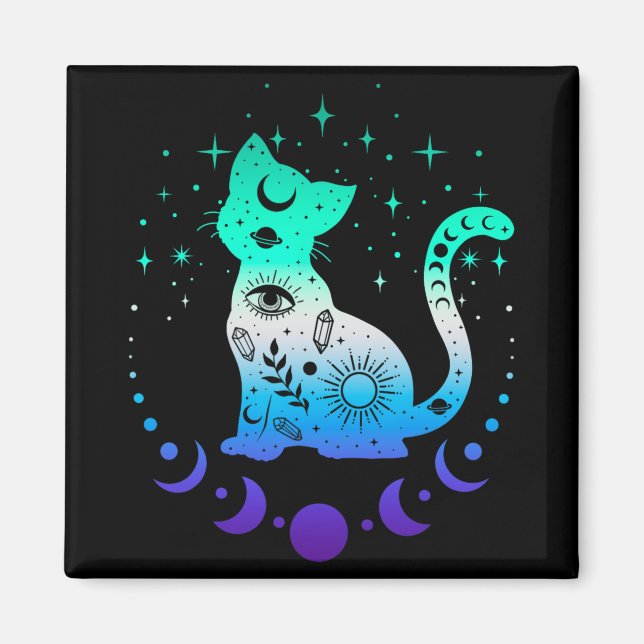 New Blue Gay Male Mlm Pride Flag, Astrology Cat  Magnet (Vorne)