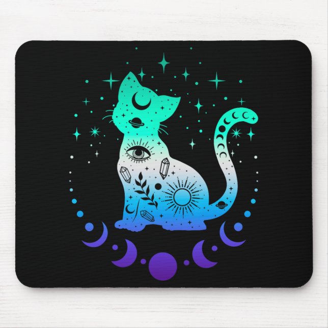 New Blue Gay Male Mlm Pride Flag, Astrology Cat  Mousepad (Vorne)