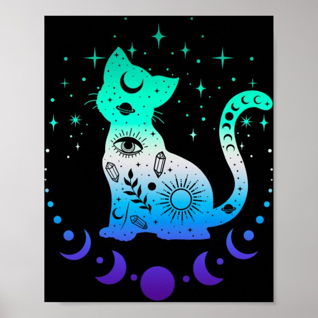 New Blue Gay Male Mlm Pride Flag, Astrology Cat  Poster (Vorne)