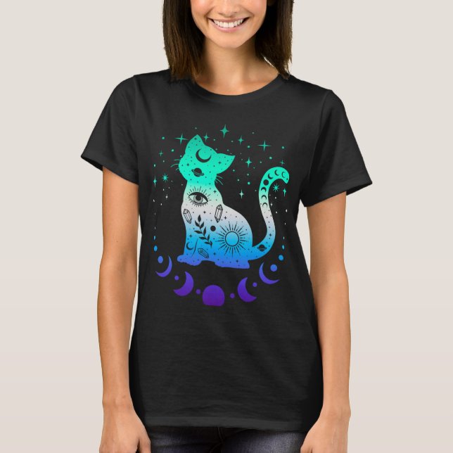 New Blue Gay Male Mlm Pride Flag, Astrology Cat  T-Shirt (Vorderseite)