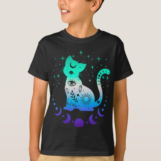 New Blue Gay Male Mlm Pride Flag, Astrology Cat  T-Shirt (Vorderseite)