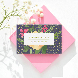 New Blue Gold Yellow Event Planer Business Card Visitenkarte