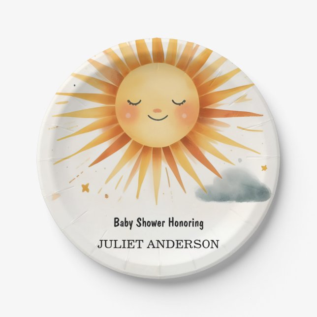 New Boy Pink Einzigartige Sky Cloud Sunshine Baby  Pappteller (Vorderseite)