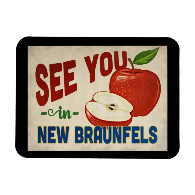 New Braunfels Texas Apple - Vintage Travel Magnet (Horizontal)