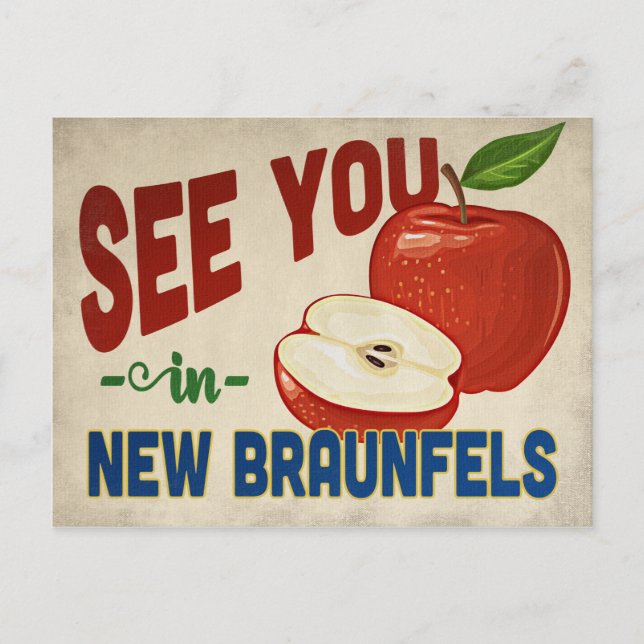 New Braunfels Texas Apple - Vintage Travel Postkarte (Vorderseite)
