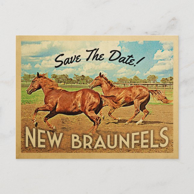 New Braunfels Texas Save the Date Pferde Ankündigungspostkarte (Vorderseite)