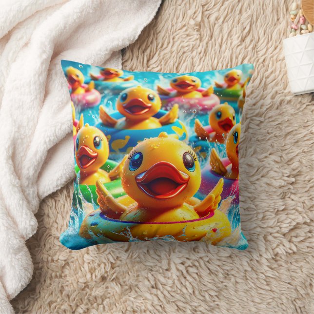 "New Braunfels Tx: Tubing Duckies on Comal" Kissen (Decke)