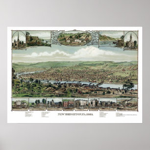 New Brighton, PA Panoramic Map - 1883 Poster
