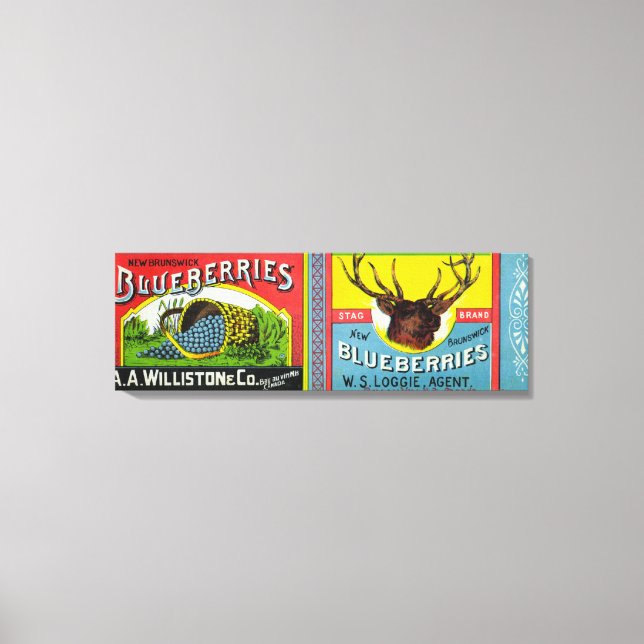 New Brunswick Blueberries Label Leinwanddruck (Vorderseite)