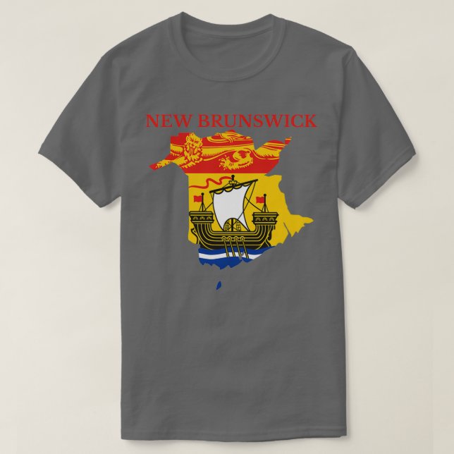 New Brunswick Flag Map NB Kanada  T-Shirt (Design vorne)