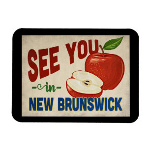 New Brunswick New Jersey Apple - Vintage Travel Magnet