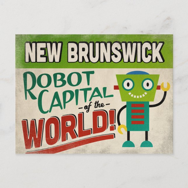 New Brunswick New Jersey Robot - Funny Vintag Postkarte (Vorderseite)