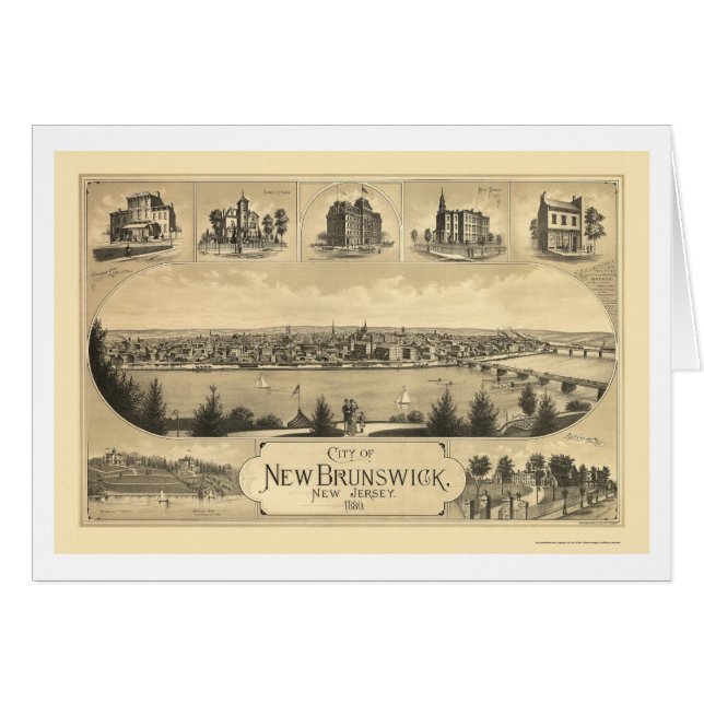 New-Brunswick, NJ panoramische Karte - 1880 (Vorderseite (Horizontal))