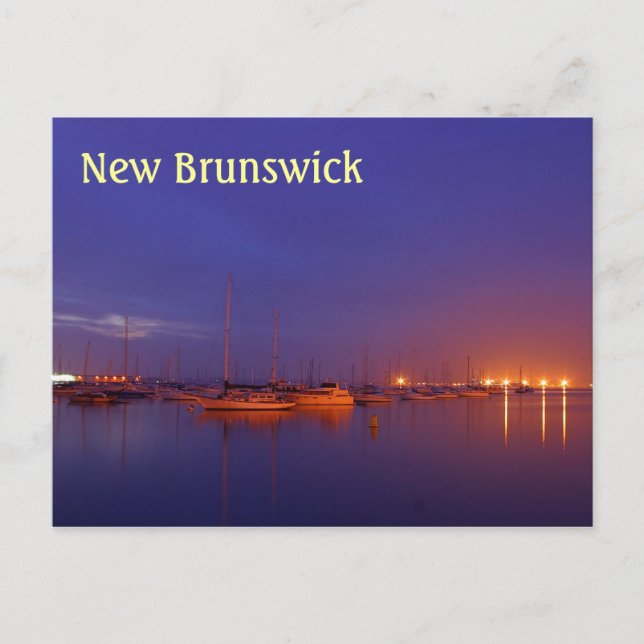 New Brunswick Segelboote in Marina bei dusk Postka Postkarte (Vorderseite)