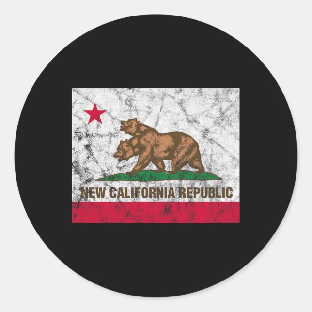 New California Republic Ncr State Distressed Flag  Runder Aufkleber (Vorderseite)