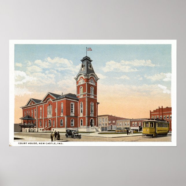 New Castle, Indiana Court House Trolley Poster (Vorne)