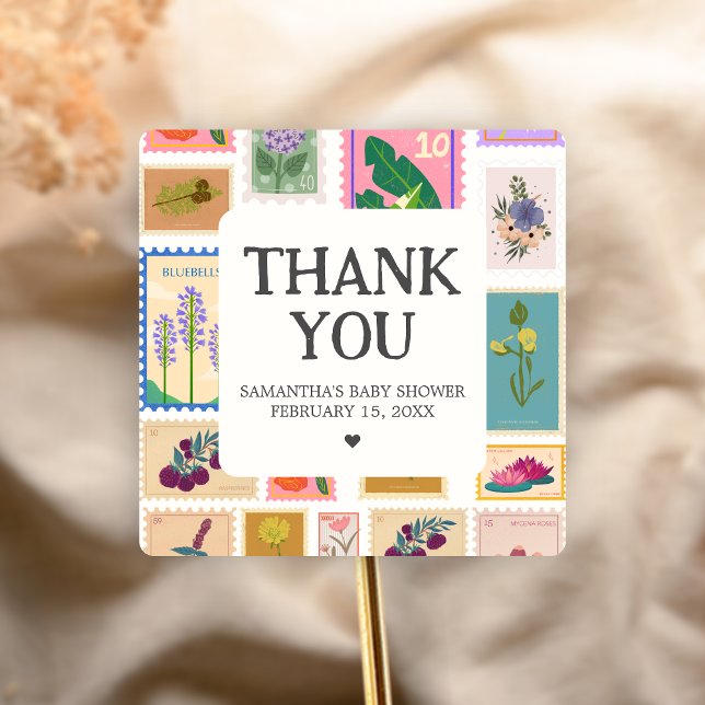 New Chapter Baby Shower  Quadratischer Aufkleber (A New Chapter Begins Baby Shower Sticker)