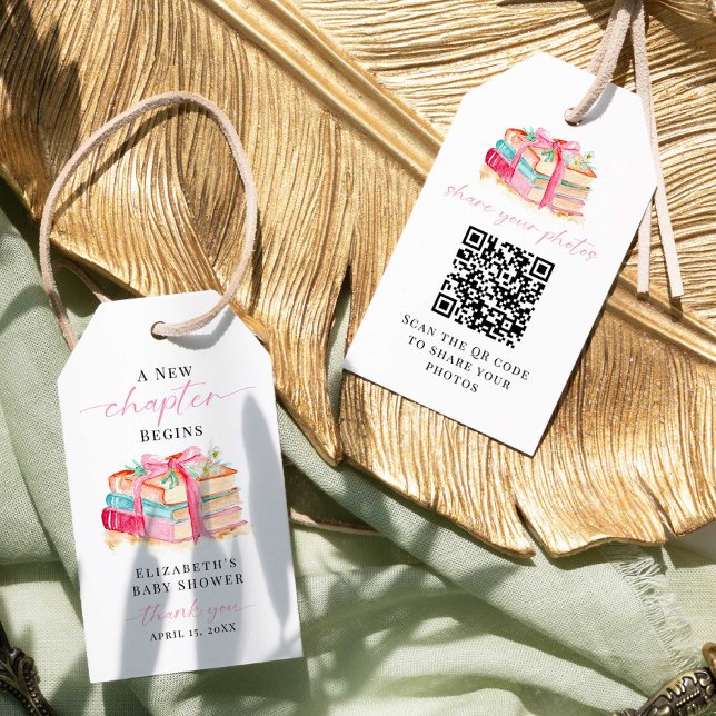 New Chapter Baby Shower Share Photo QR 2-Sided Geschenkanhänger (Von Creator hochgeladen)