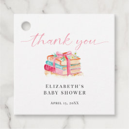 New Chapter Baby Shower Watercolor Pink Thank you Geschenkanhänger