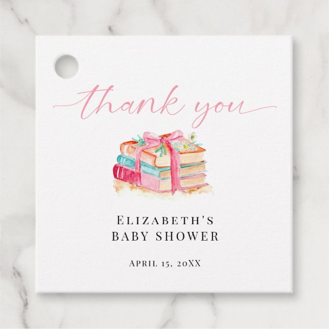 New Chapter Baby Shower Watercolor Pink Thank you Geschenkanhänger (Vorderseite)