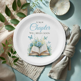 New Chapter Begin Blue Boy Brunch Book Baby Shower Pappteller