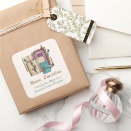 New Chapter Begins Floral New Beginnings Quadratischer Aufkleber