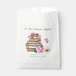 New Chapter Begins Romantic Book Theme Floral Geschenktütchen