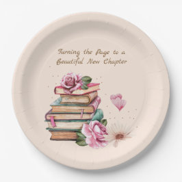 New Chapter Begins Romantic Book Theme Floral Pappteller