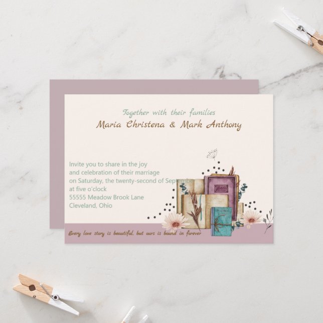 New Chapter Begins Wedding Invitation Einladung (Vorderseite/Rückseite Beispiel)