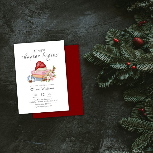 New Chapter Begins Winter Floral Baby Shower Einladung (New Chapter Begins Winter Floral Baby Shower Invitation)