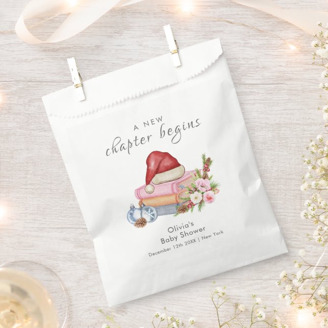 New Chapter Begins Winter Floral Baby Shower  Geschenktütchen (Ausgeschnitten)