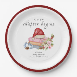 New Chapter Begins Winter Floral Baby Shower Pappteller