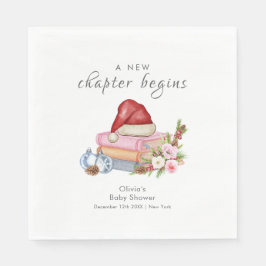New Chapter Begins Winter Floral Baby Shower Serviette