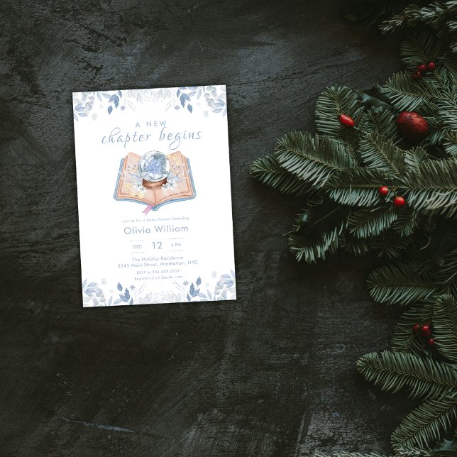 New Chapter Begins Winter Snowball Baby Shower Einladung (New Chapter Begins Winter Snowball Baby Shower Invitation)