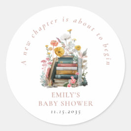 New Chapter Floral Baby Shower Runder Aufkleber